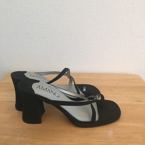 A’mano Open-Toe Multi-Strap Chunky Heel Mules - Picture 5 of 10